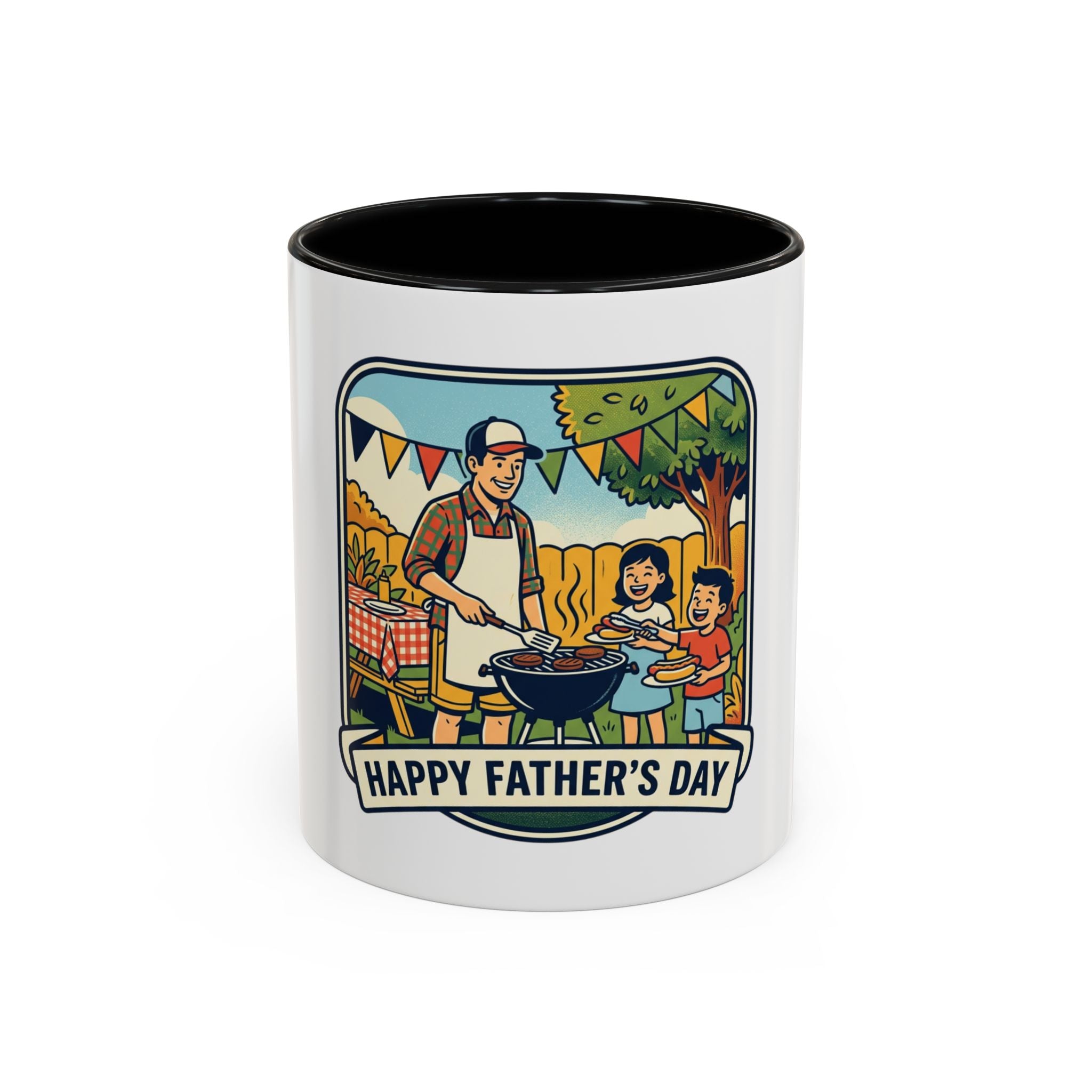Father's Day Coffee Mug - 'Happy Father's Day' BBQ Family Accent Mug